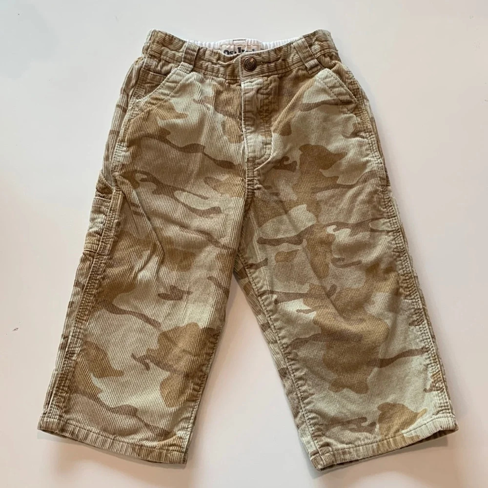 Oshkosh - 24‎ month/2T, tan camo corduroy pants